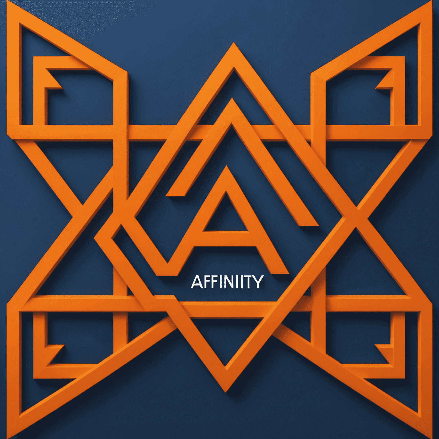 Affinity FCU logo featuring a stylized 'A' with interlocking geometric shapes in deep blue and bright orange