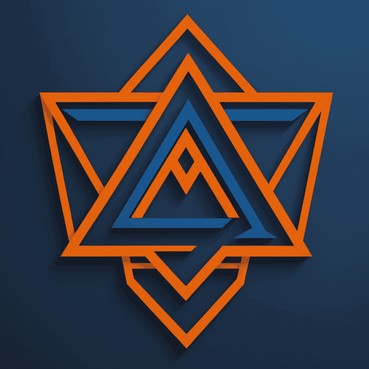 Affinity FCU logo featuring a stylized 'A' with interlocking geometric shapes in deep blue and bright orange