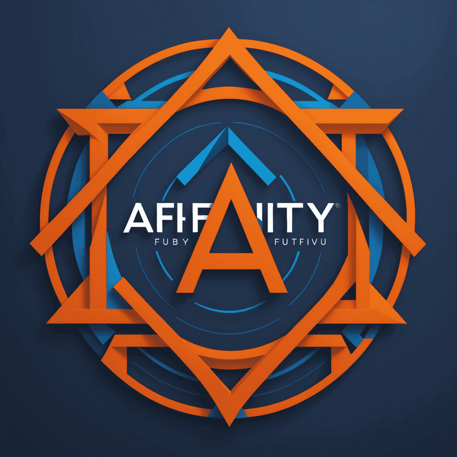 Affinity FCU logo featuring a stylized 'A' with interlocking geometric shapes in deep blue and bright orange