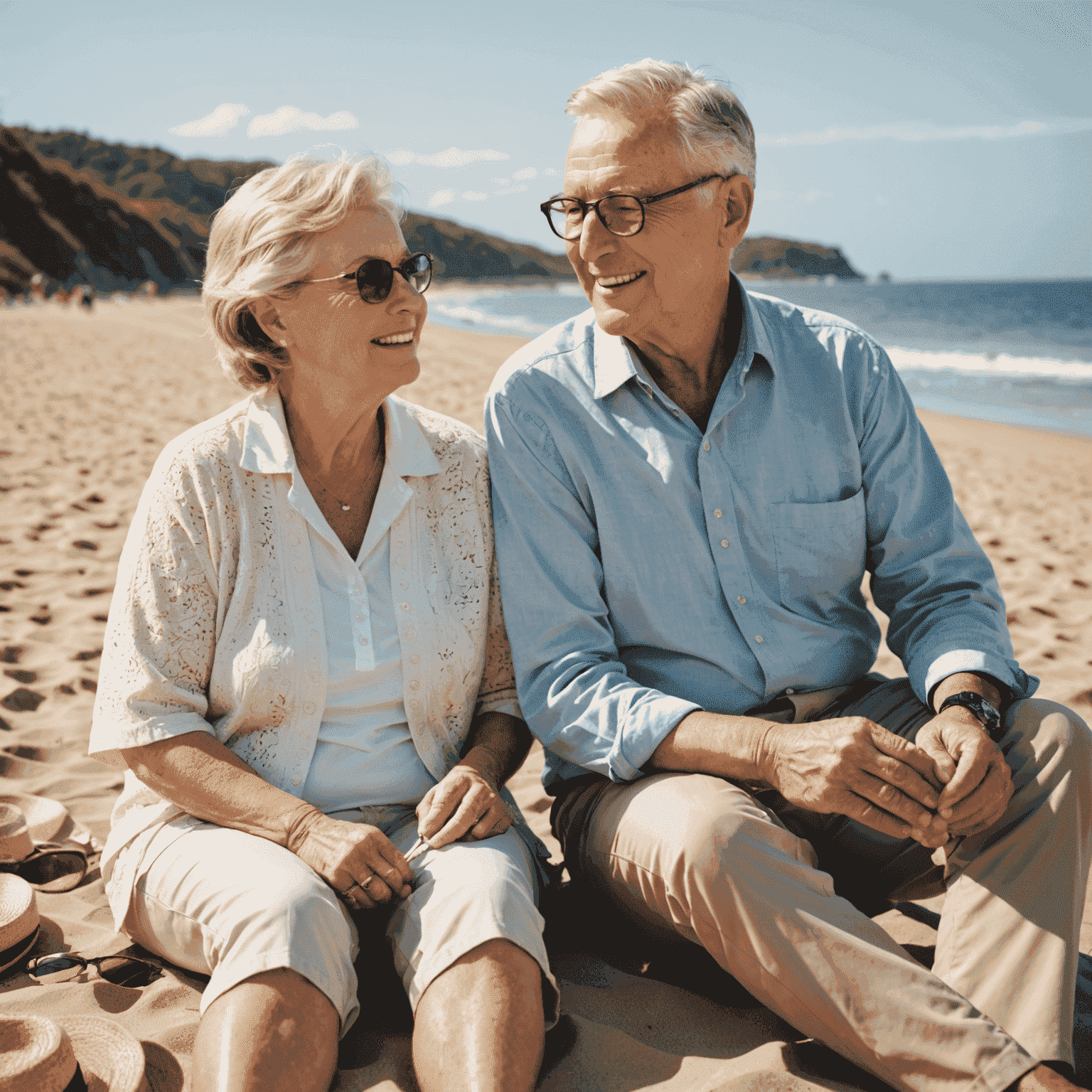 A senior couple relaxing on a beach, symbolizing a comfortable retirement achieved through Affinity FCU's retirement savings options